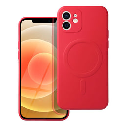 FuteradoiPhone12MINISiliconeMagCoverzgodnyzMagSafecameraprotectionczerwony1